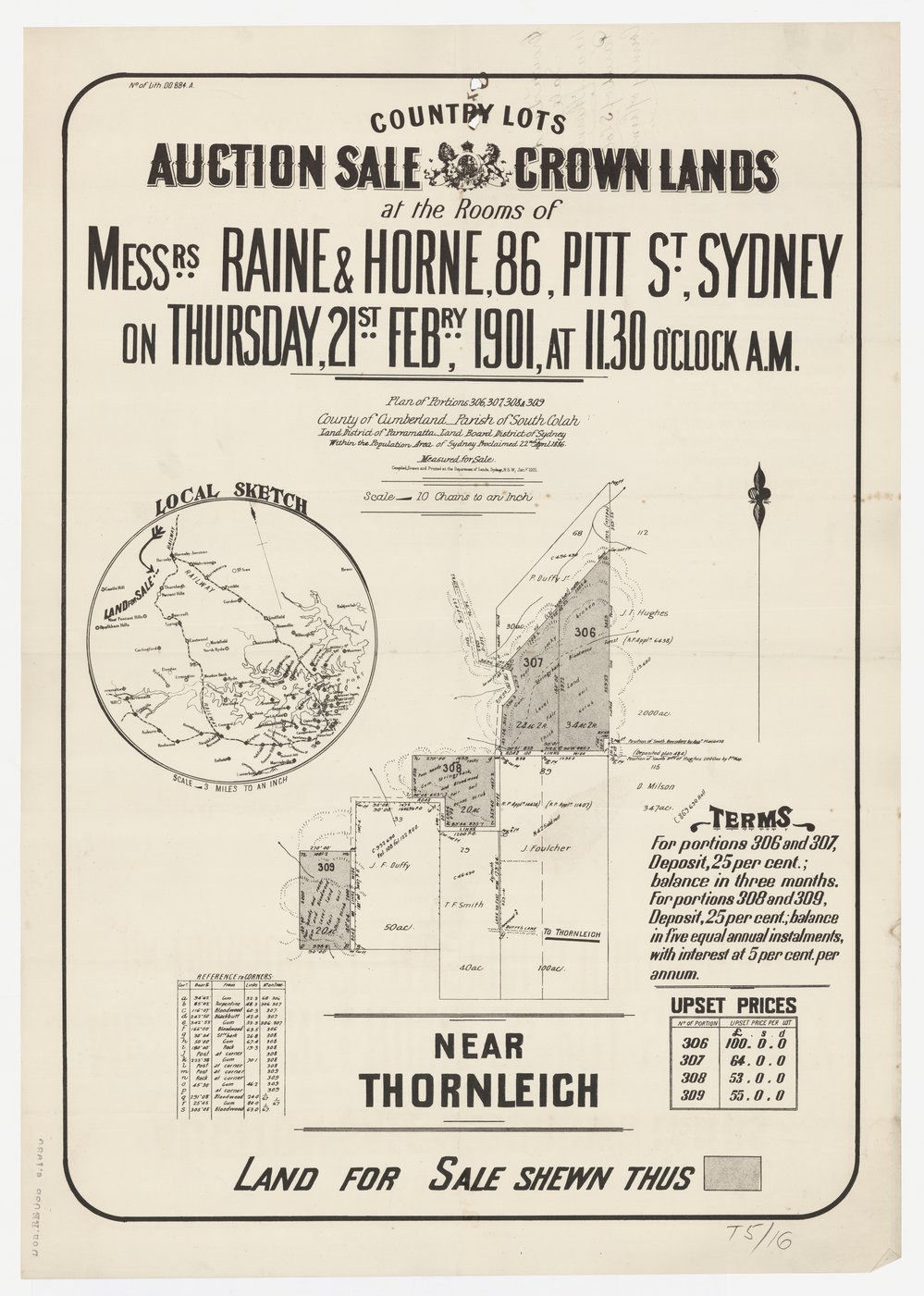 Auction sale of Crown lands Thornleigh 1901 near Thornleigh