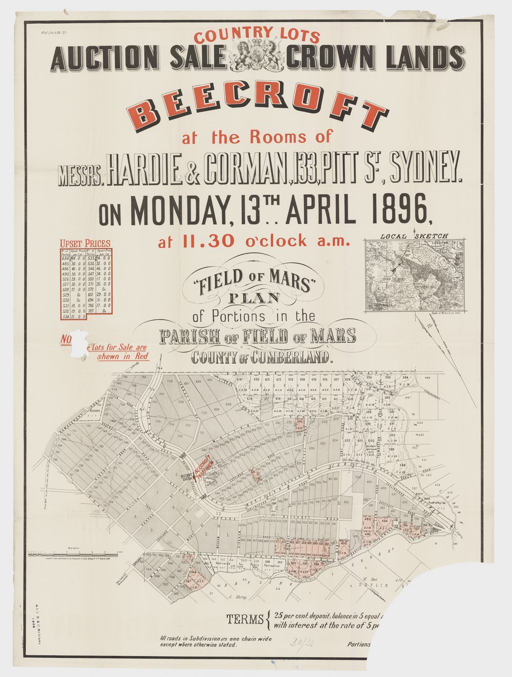 Auction sale of Crown Lands Beecroft
