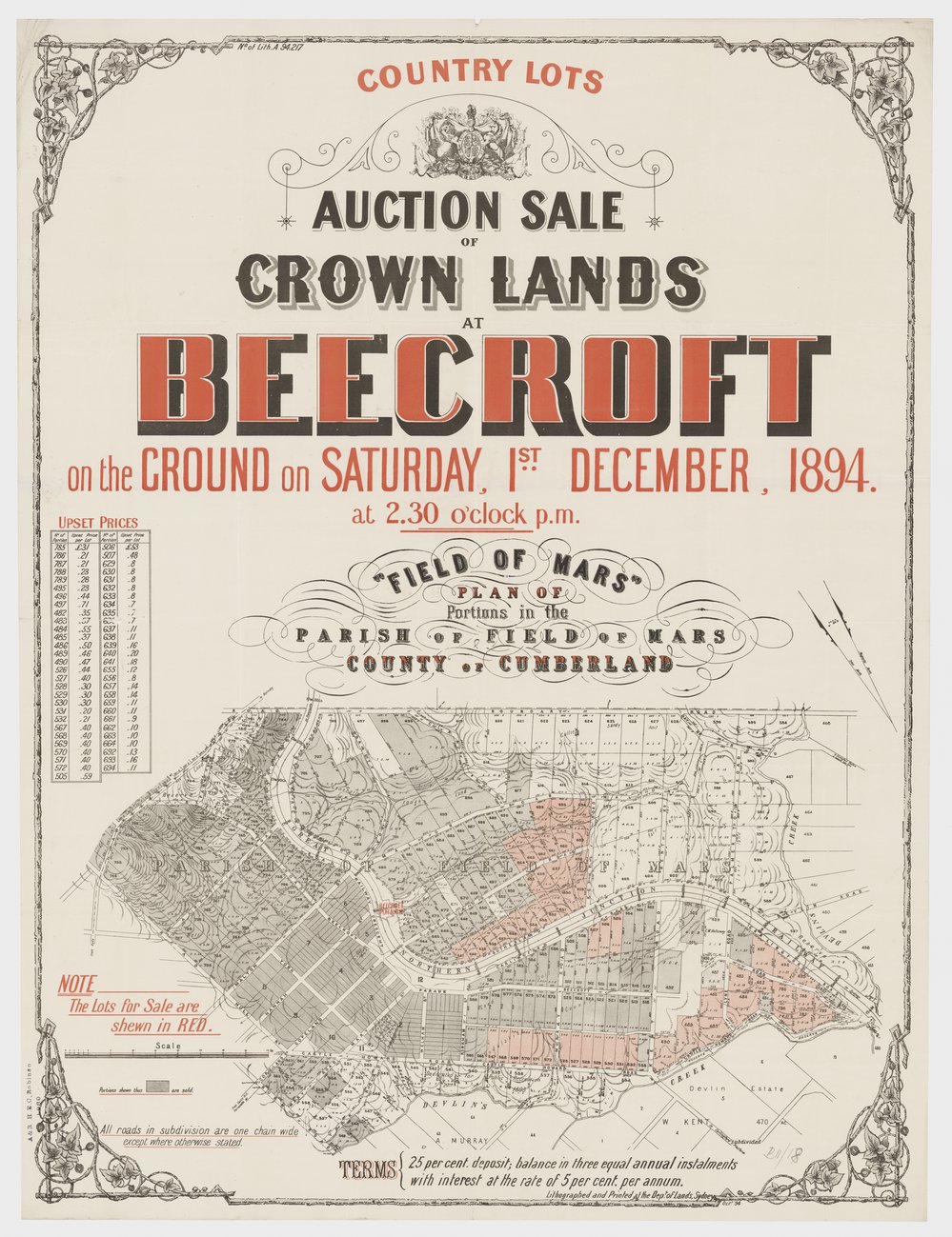 Crown land auction Beecroft