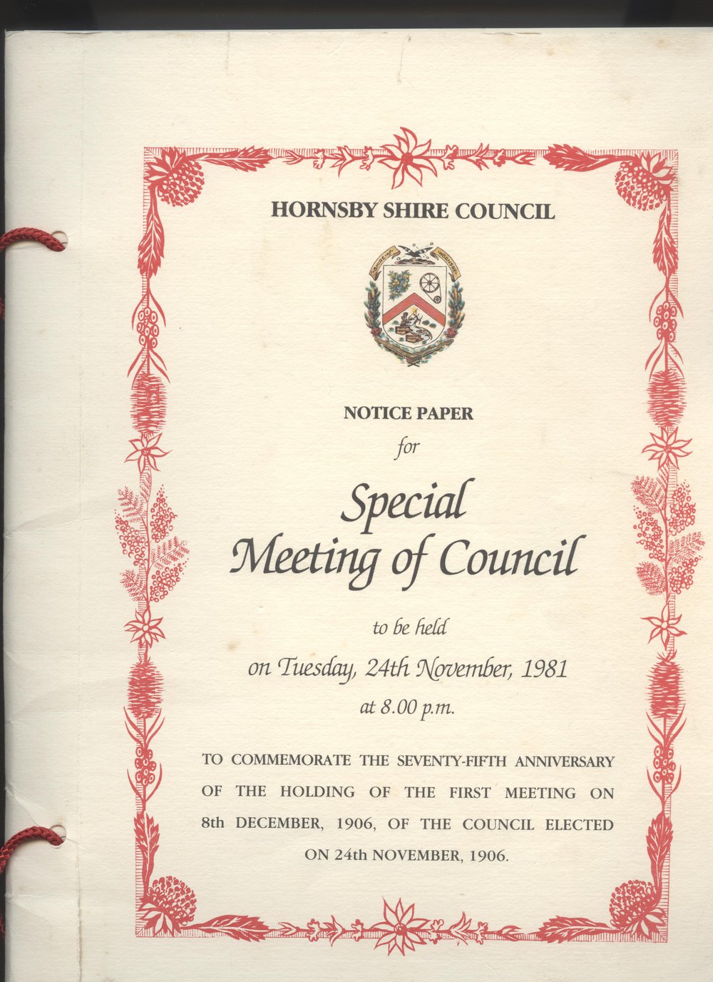 Commemorating the 75th anniversary of the first Hornsby Shire Council meeting