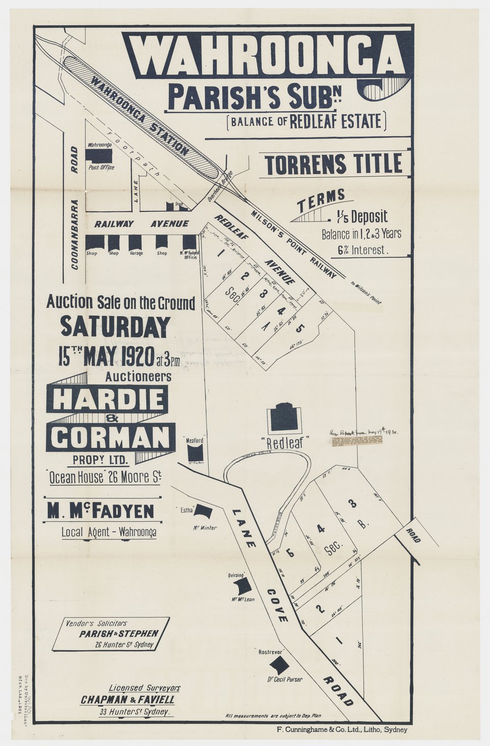 Wahroonga Parish's Subdivision