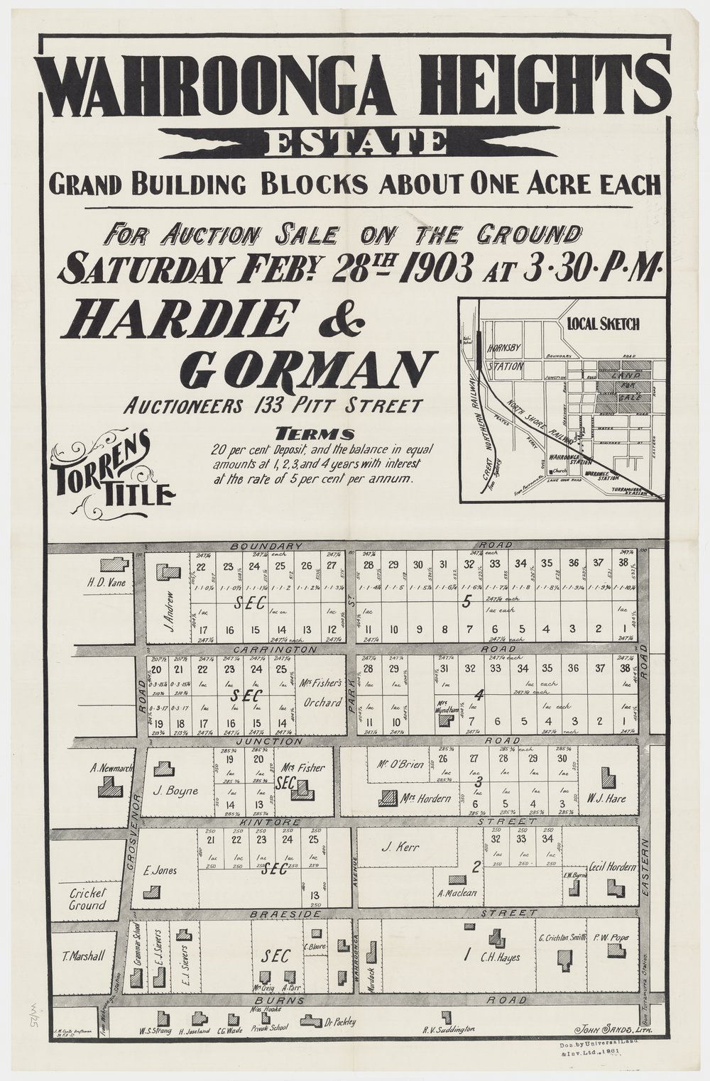 Wahroonga Heights Estate 1903