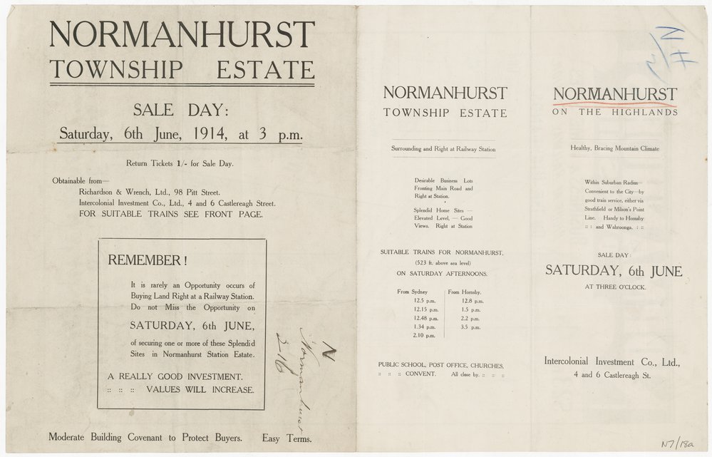 Normanhurst Township Estate 1914