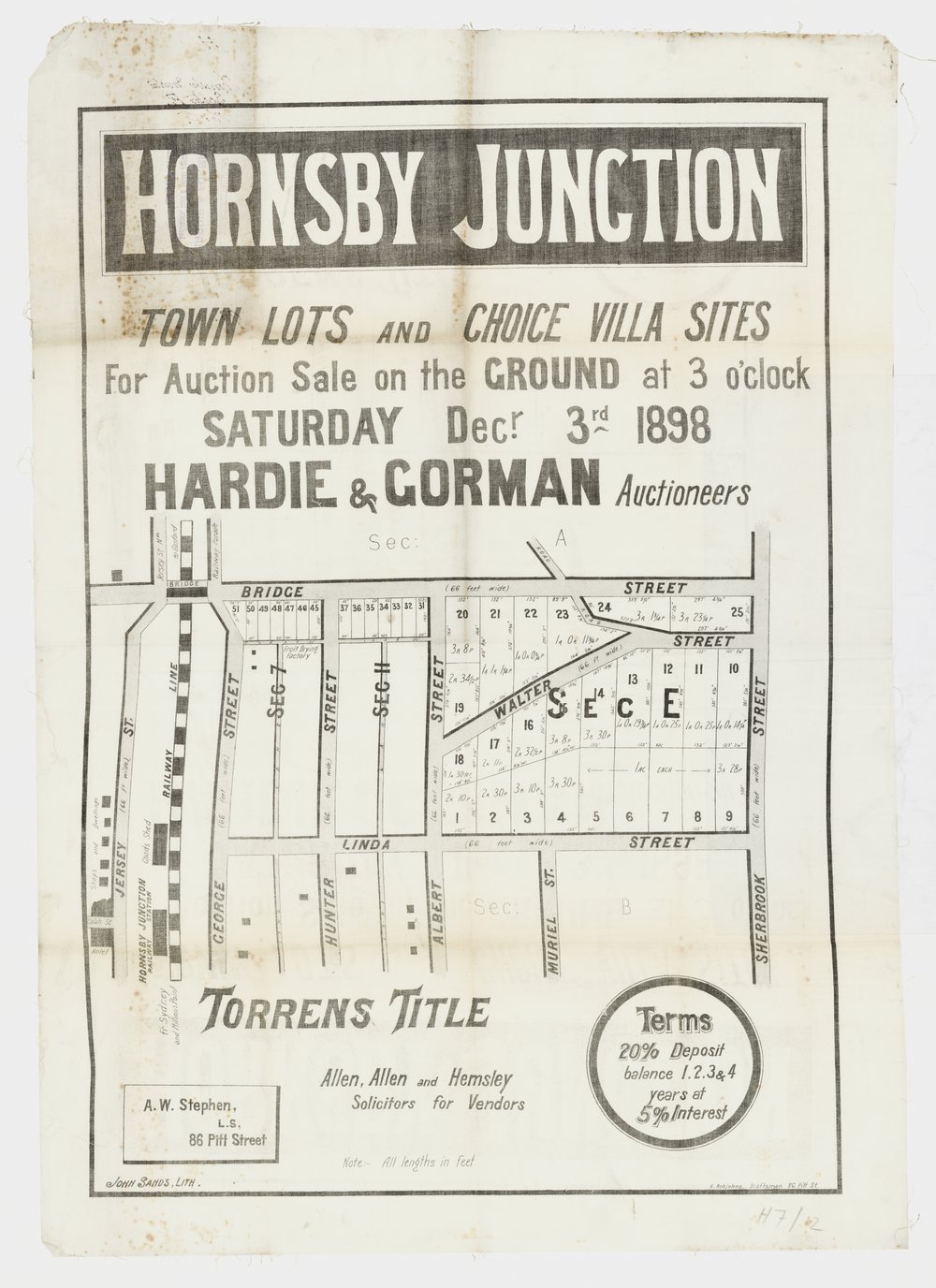 Hornsby Junction Estate 1898