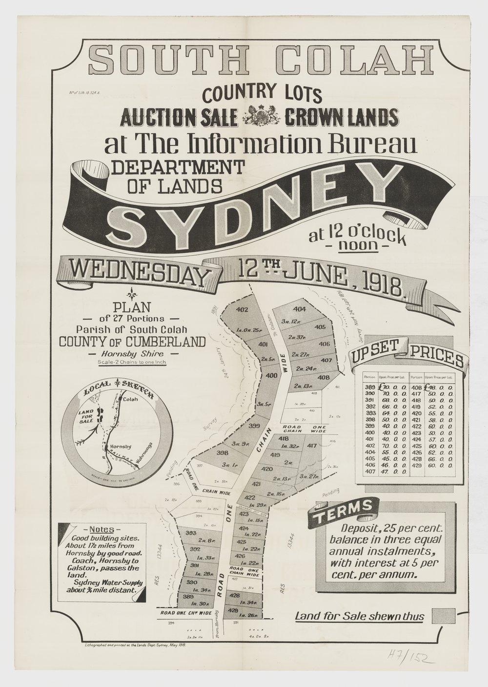 Auction sale of Crown Lands - Hornsby 1918