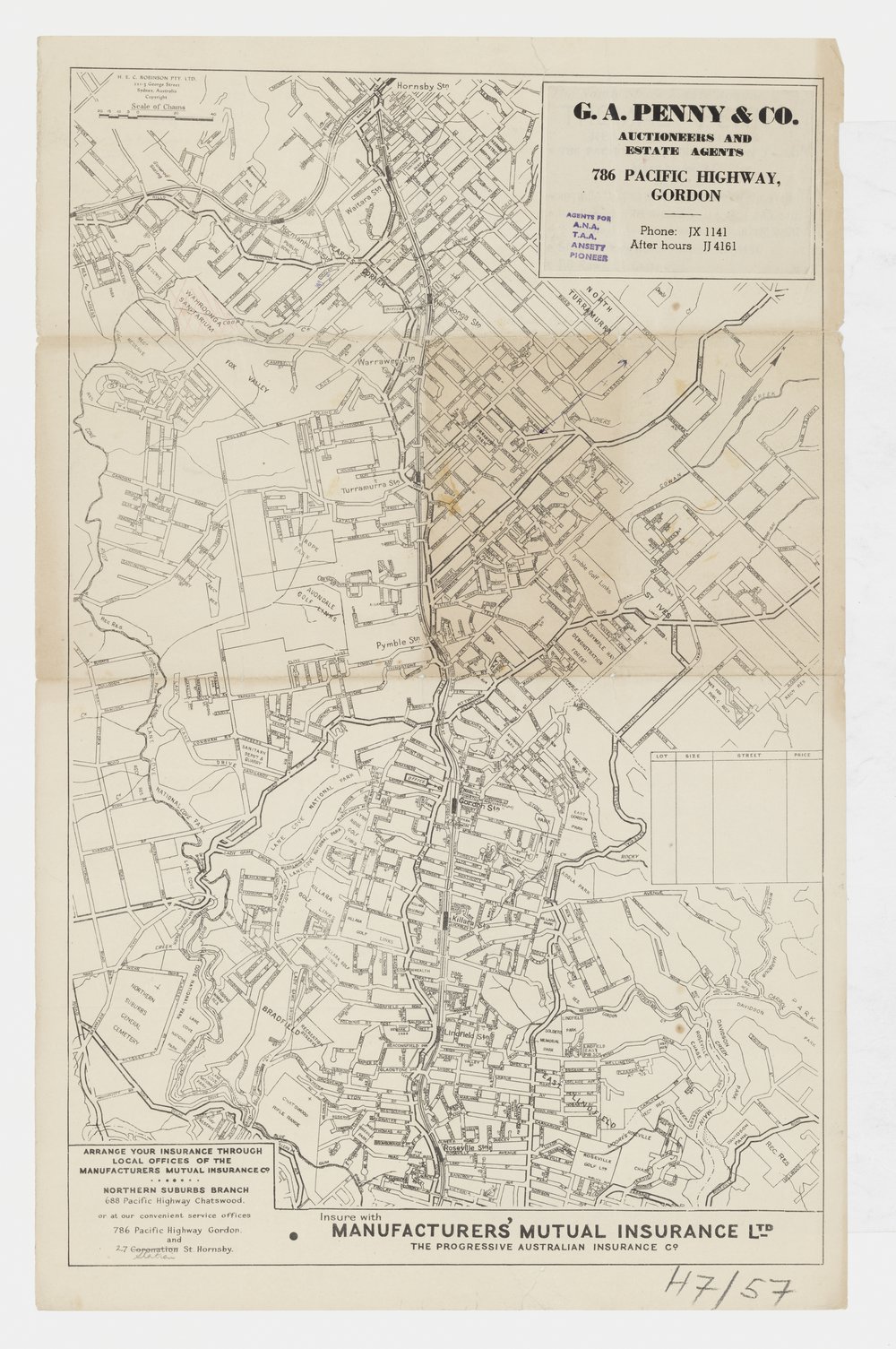 Street map of Hornsby and Upper North Shore