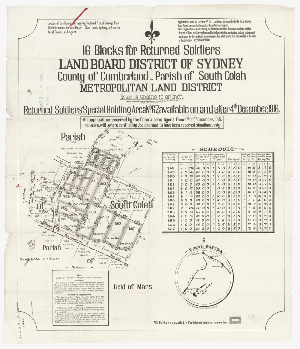 16 blocks for Returned Soldiers - Pennant Hills
