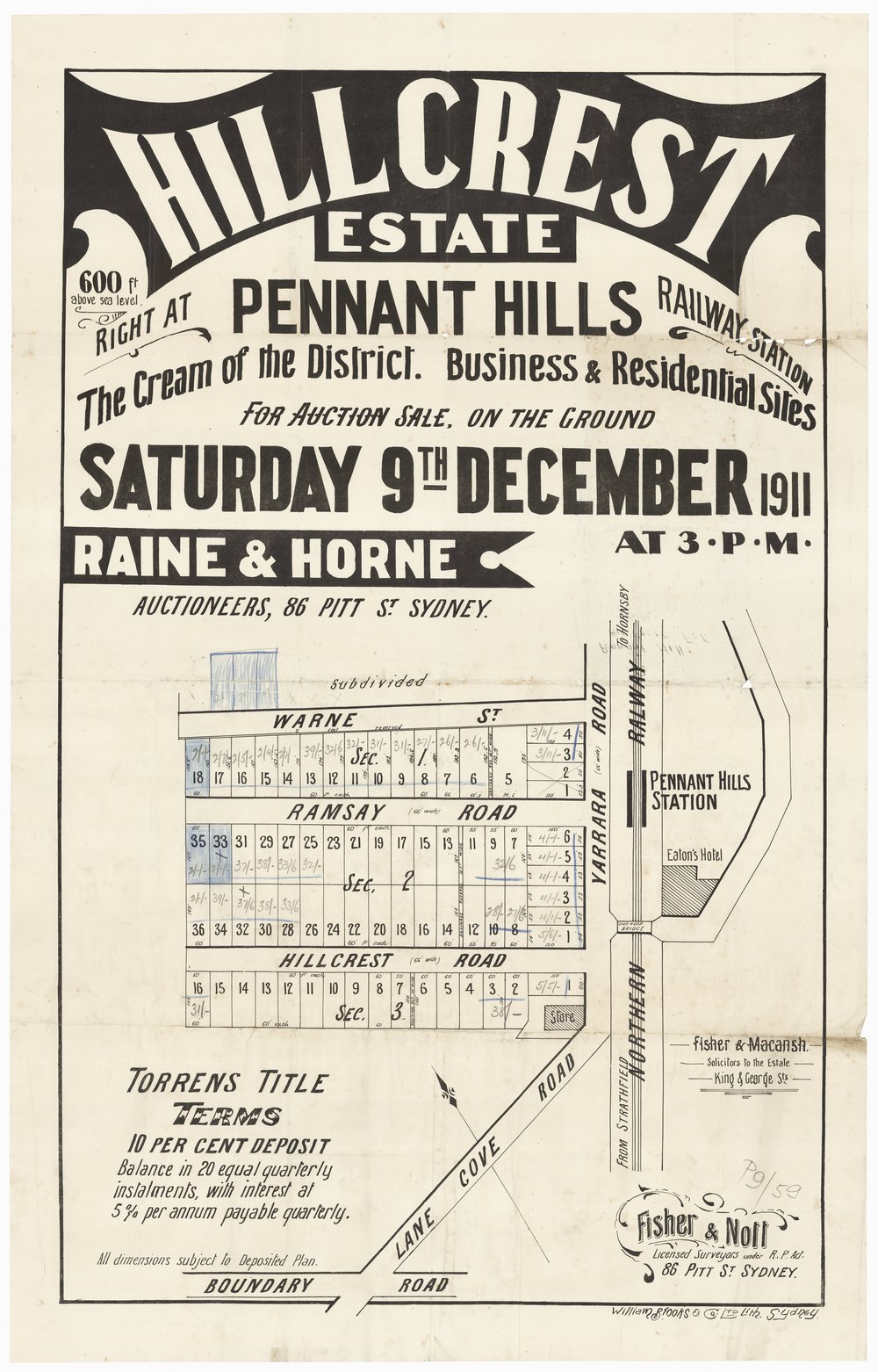 Hillcrest Estate 1911 - Pennant Hills