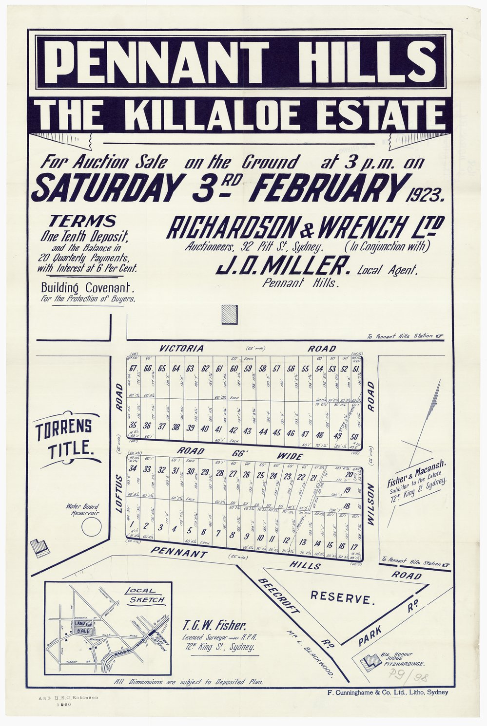 Killaloe Estate 1923 - Pennant Hills
