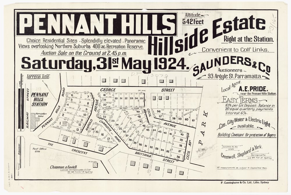 Hillside Estate, May 31, 1924 - Pennant Hills