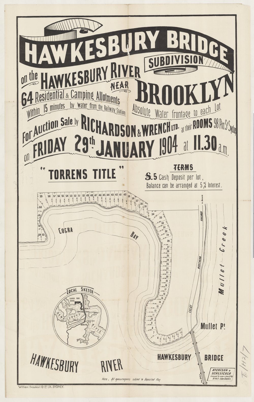 Hawkesbury Bridge subdivision 1904