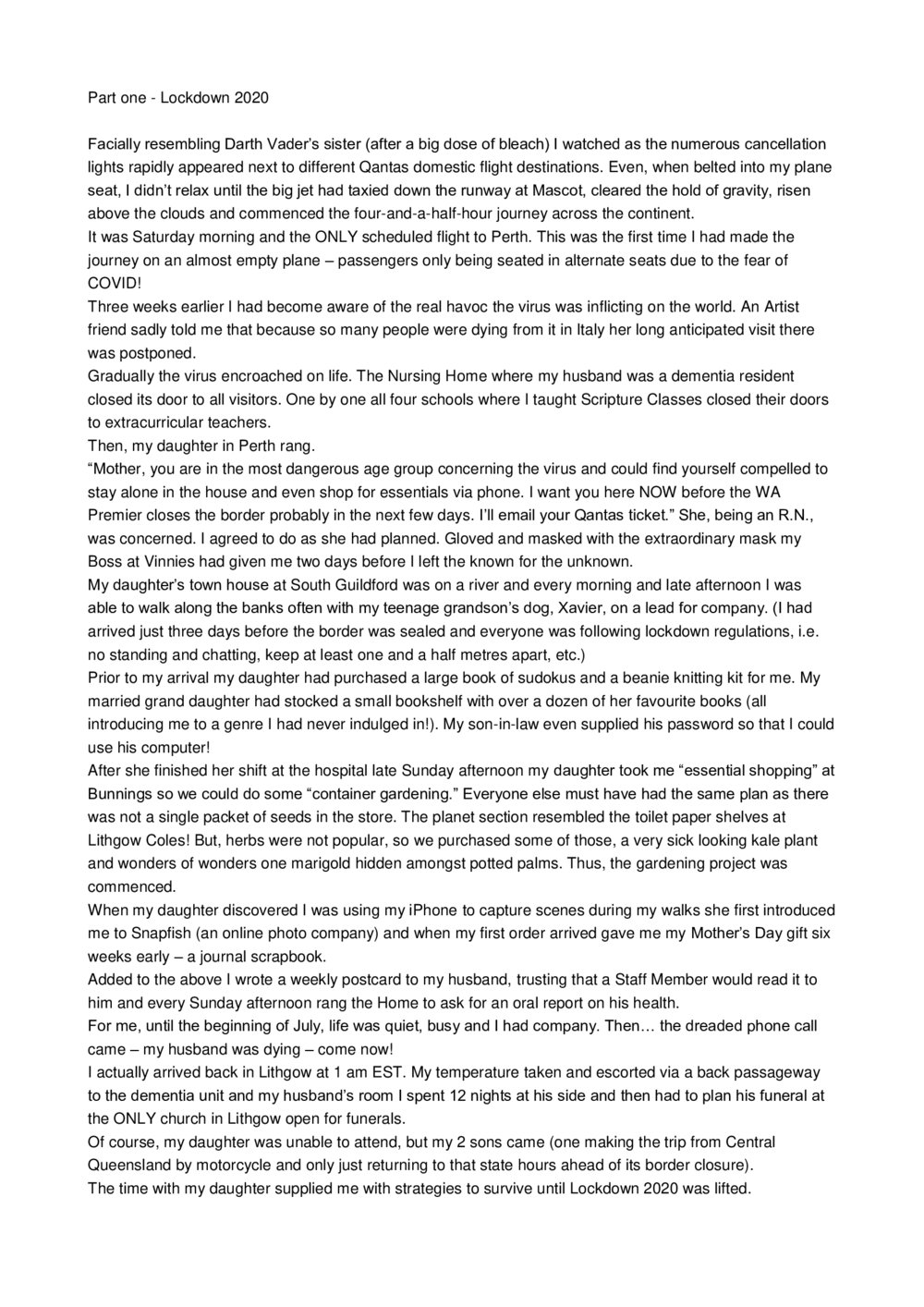 Lockdown reflections - Janet B