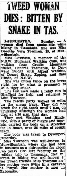 Death of Dorothy 'Taffy' Townson