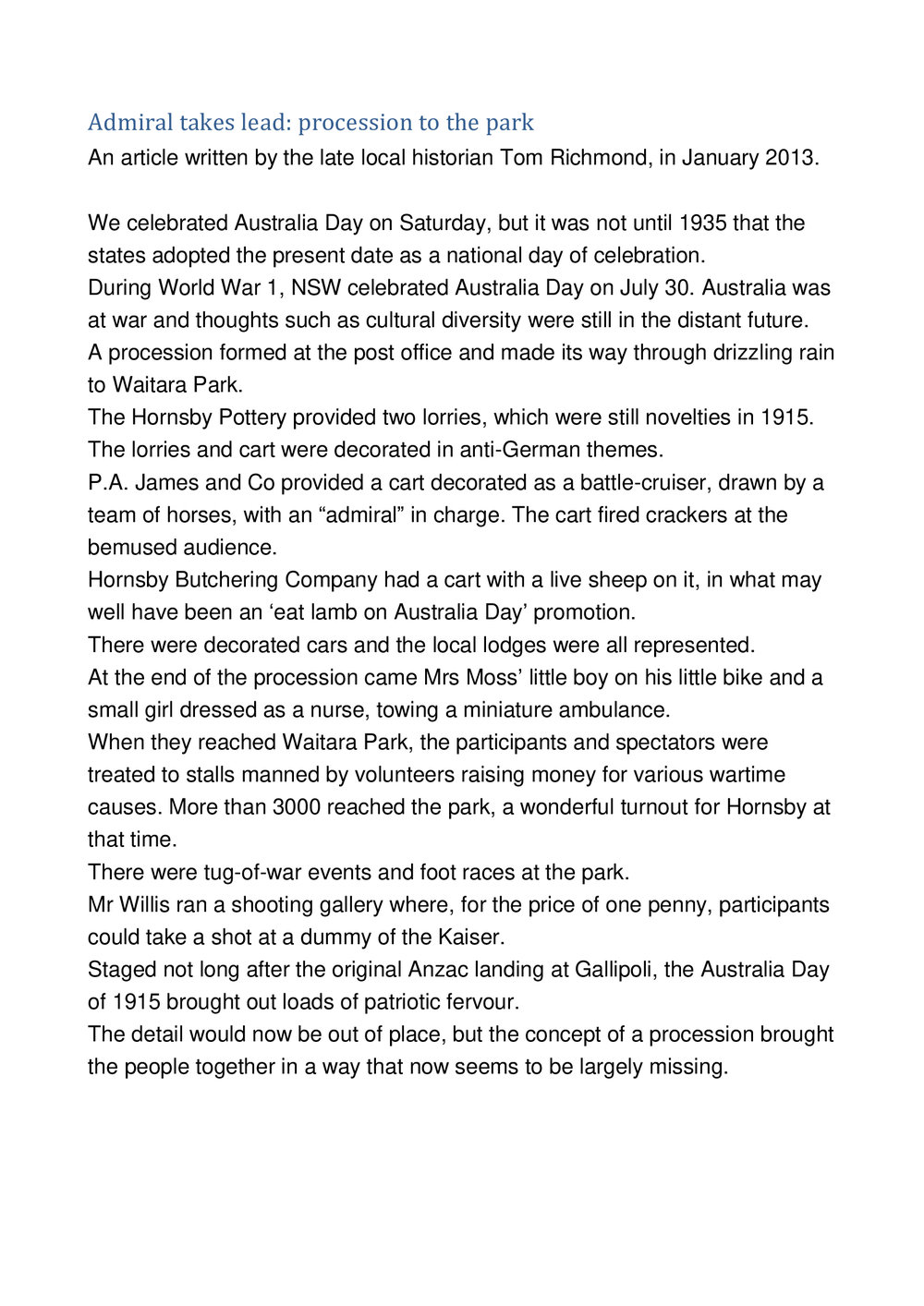 Australia Day article