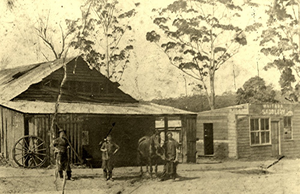 Blacksmith's shop and saddlery, Waitara, c.1914