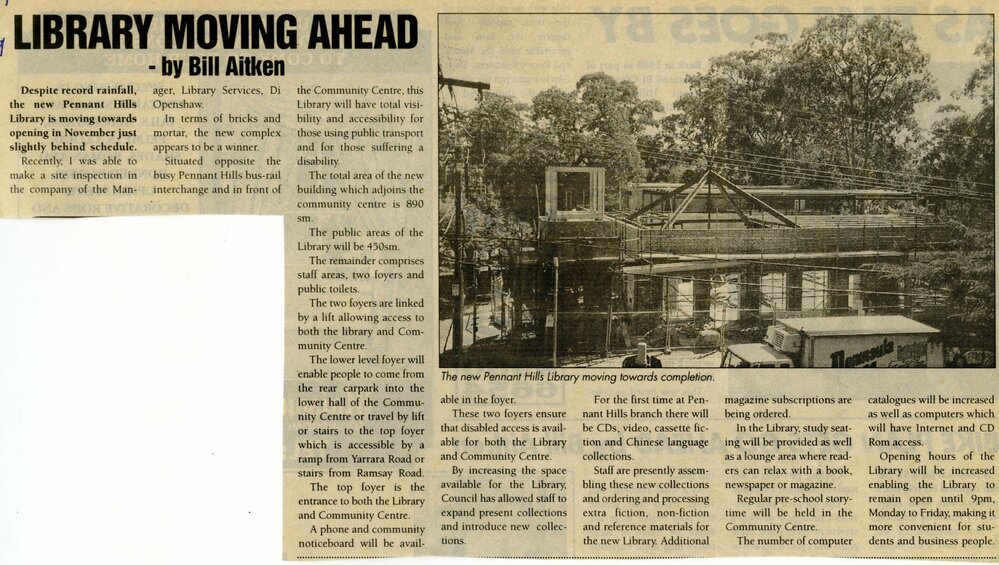 Pennant Hills Library construction