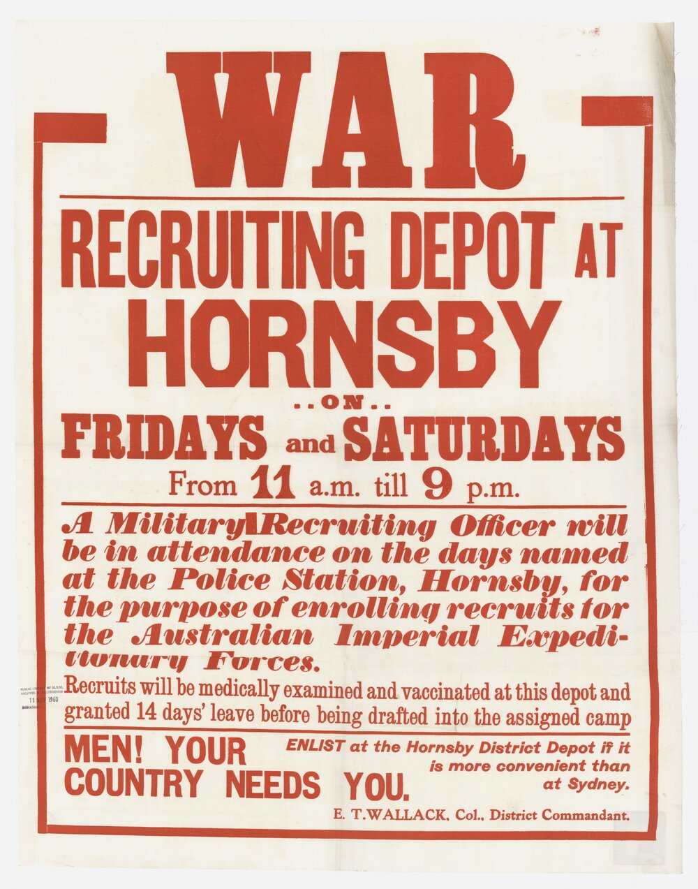 Recruiting depot at Hornsby - Poster