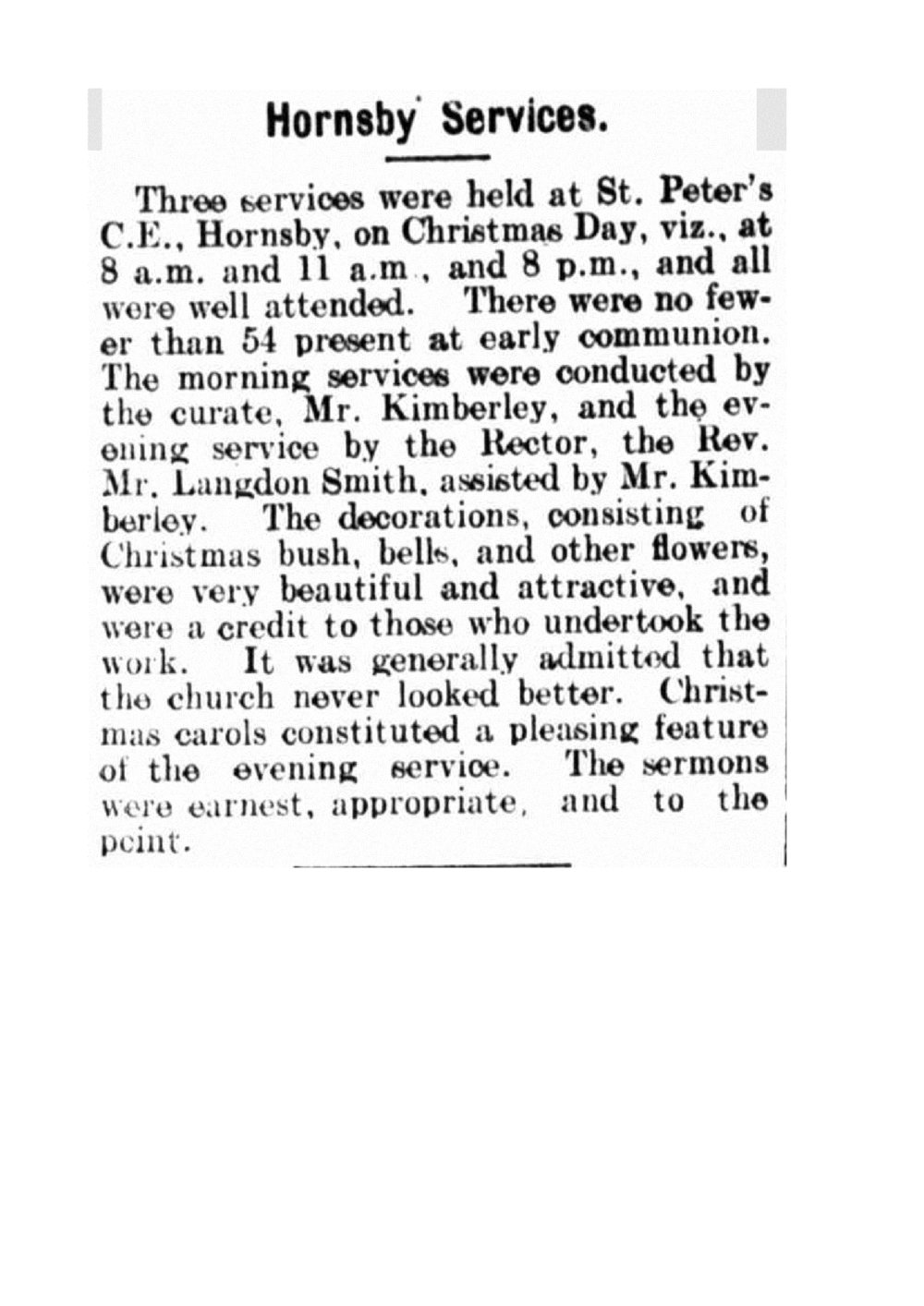 Hornsby Christmas Services