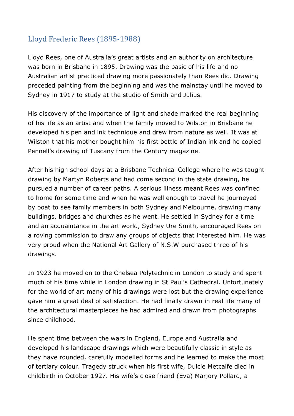 Lloyd Frederic Rees (1895-1988)