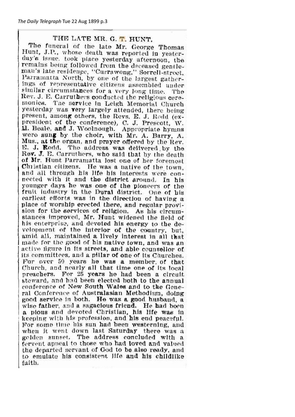 The late George Thomas Hunt