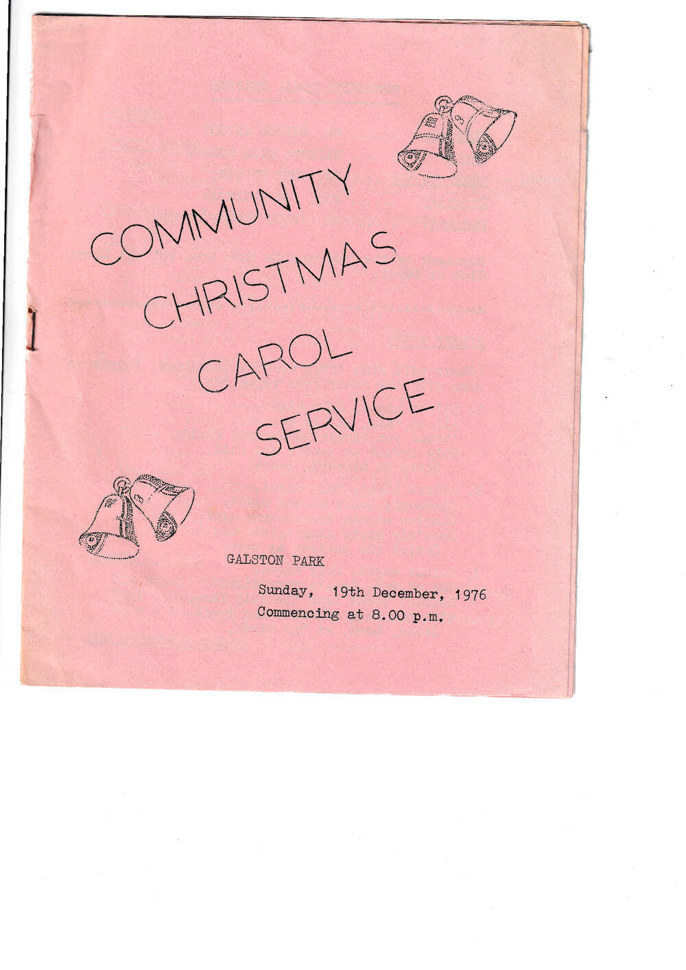 1976 Galston Community Christmas Carol Service programme