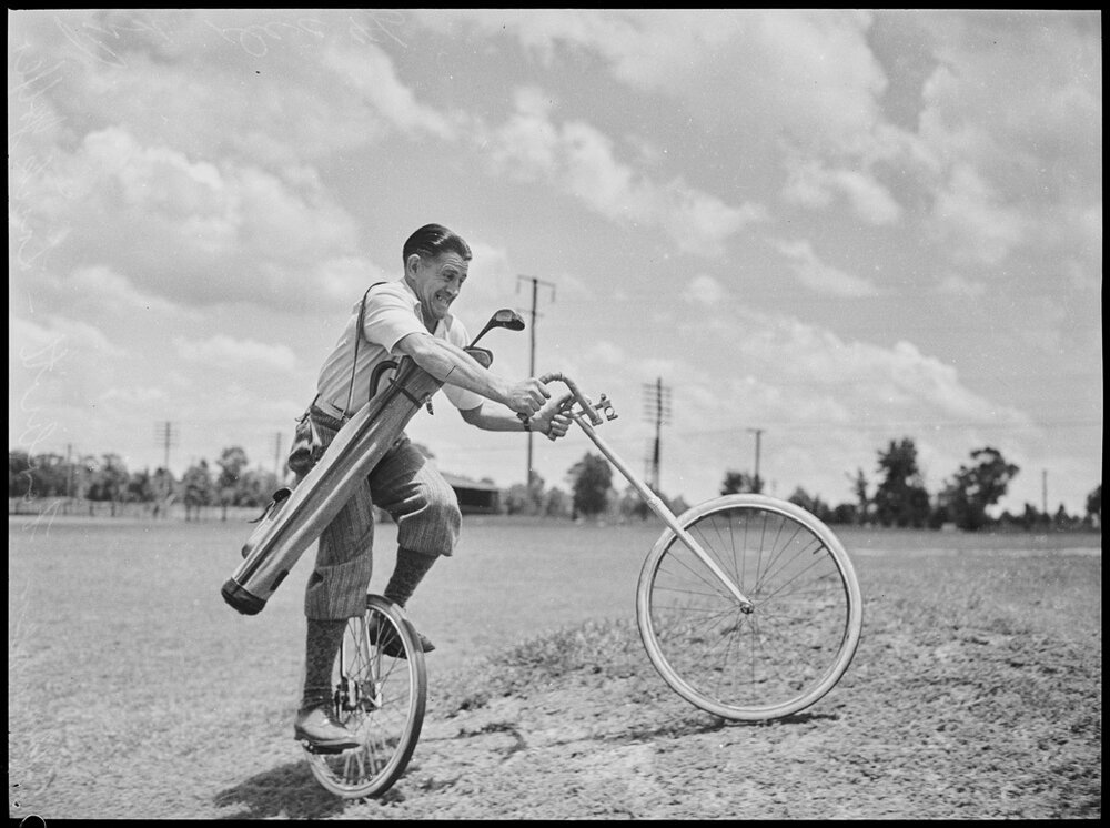 Banner Forbutt trick cyclist 1946