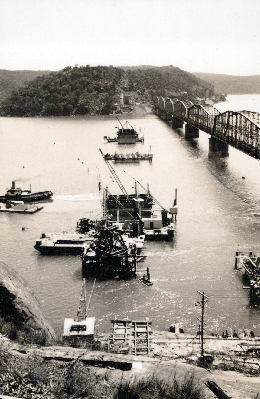 Hawkesbury River Bridge Pier Construction 1941