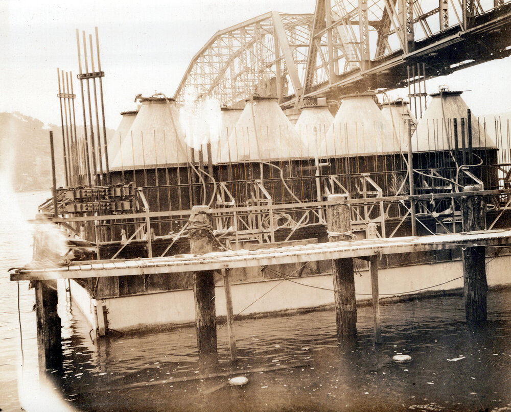 No1 caisson, Hawkesbury River Bridge Construction 1941