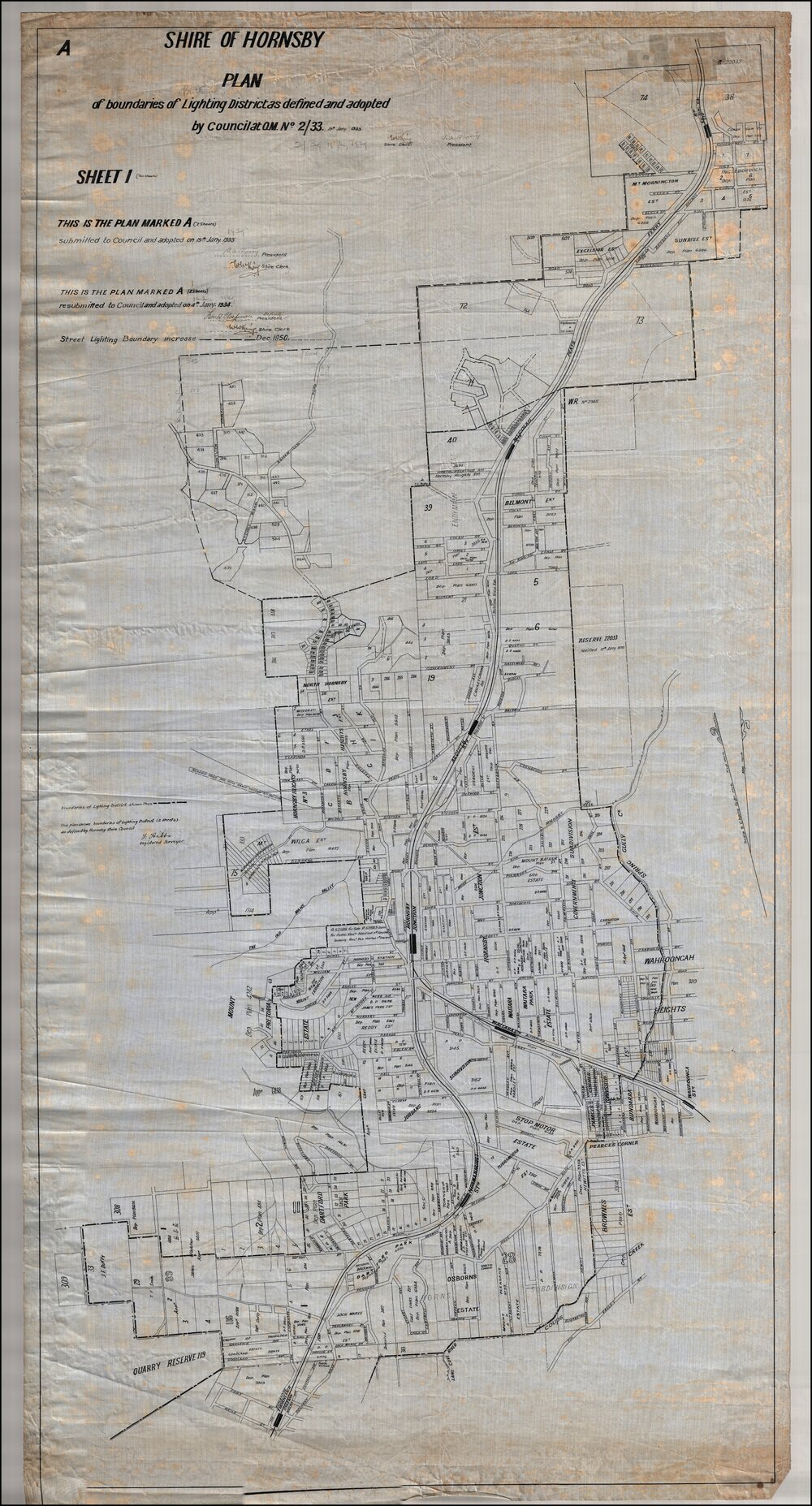 Hornsby Lighting District Plan 1933-1939 [Sheet 1 of 2]