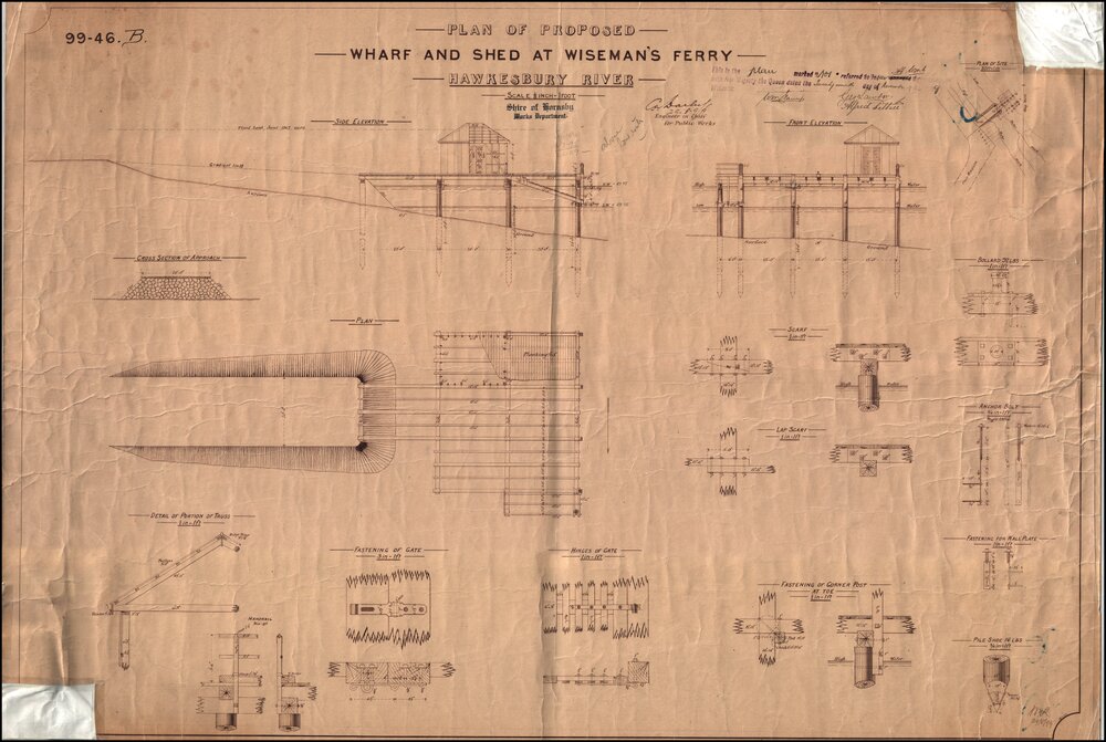Plan of Proposed Wharf and Shed at Wisemans Ferry 1899