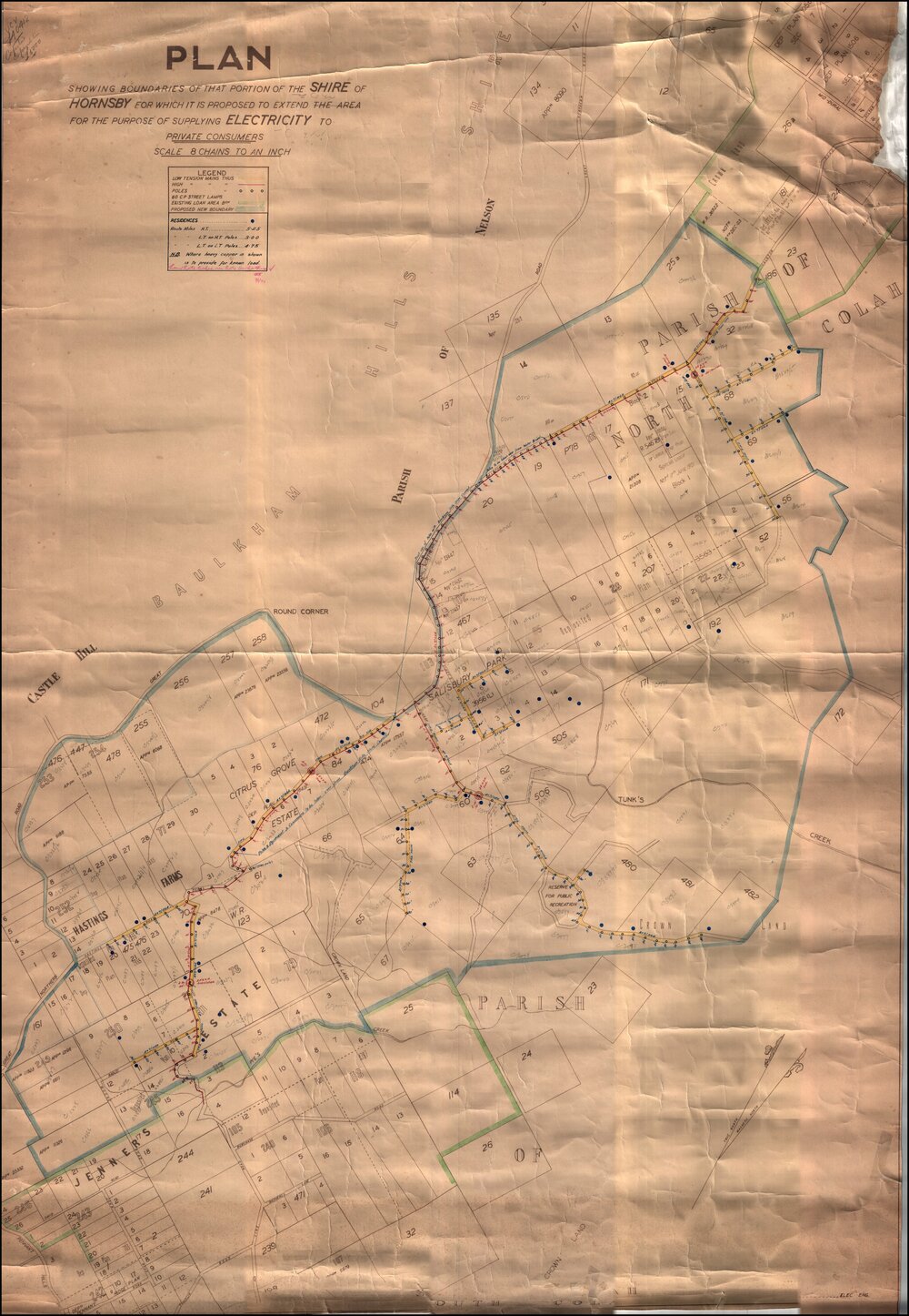 Hornsby Electricity supply plan and boundaries, Plan 2, 1940