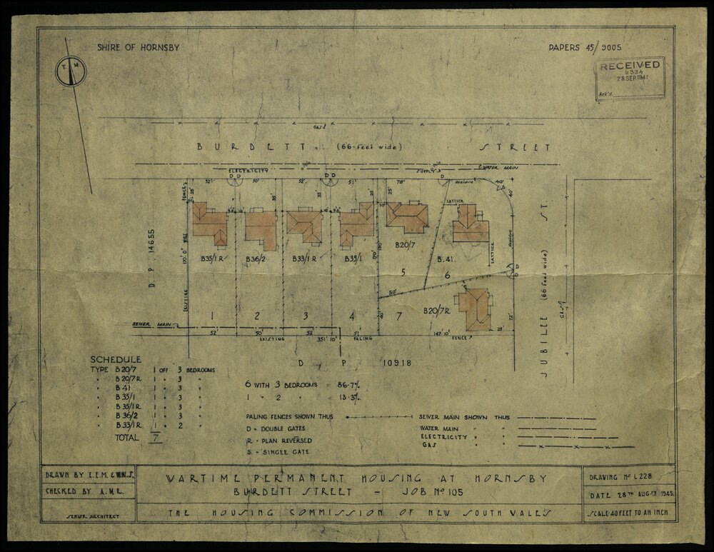 Wartime Permanent Housing Project, Housing Commission: Burdett Street, Hornsby, 1945