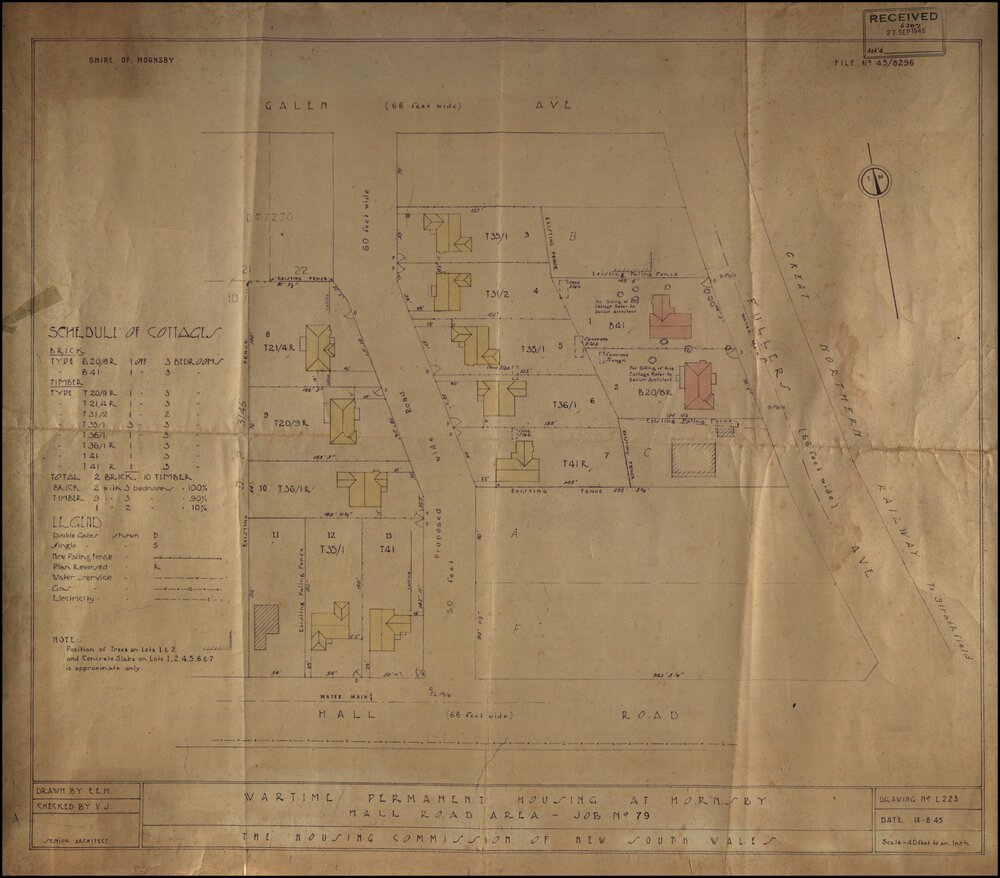 Wartime Permanent Housing Project, Housing Commission: Hall Road, Hornsby, 1945