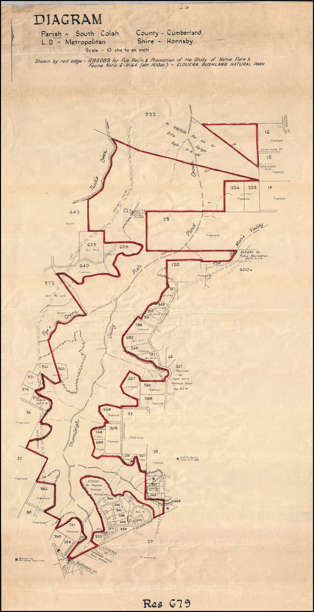 Elouera Bushland Natural Park, Diagram, 1964