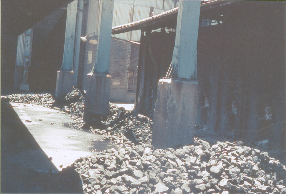 Coal outside the kiln at Thornleigh Brickworks c.1970s