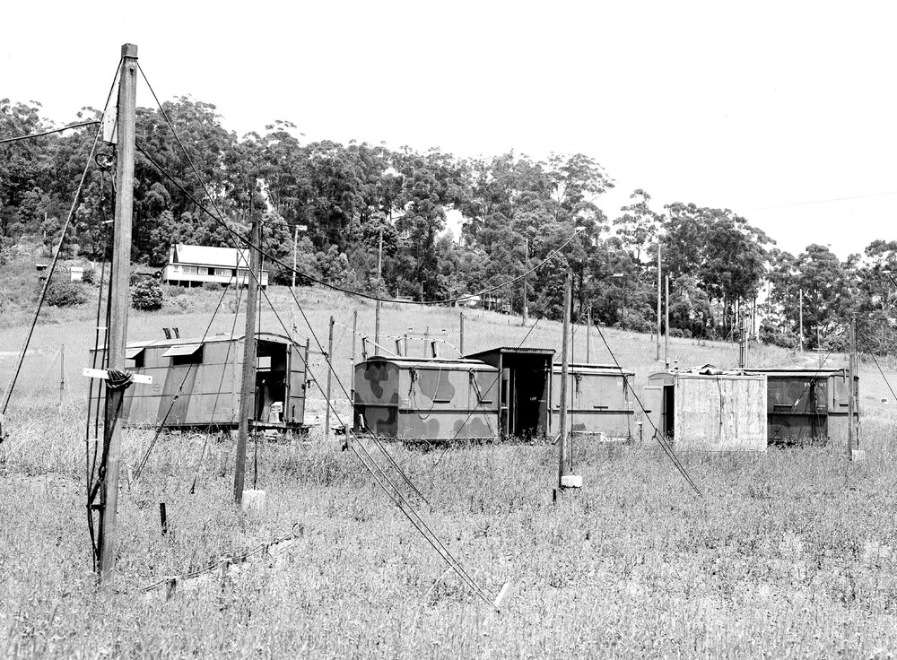 Huts at the radio astronomy field station, Hornsby, 1948