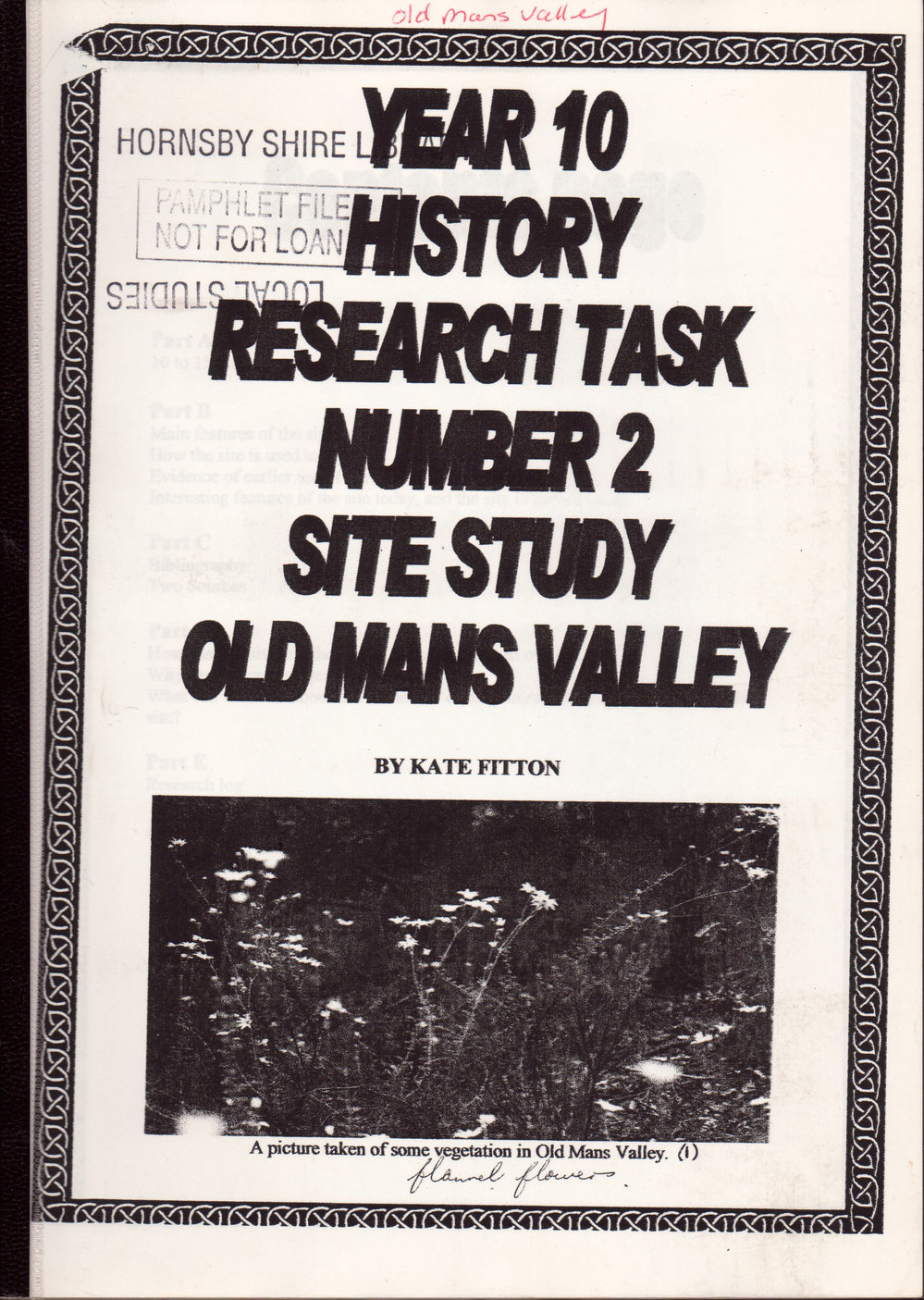 Old Mans Valley-Year 10 History ResearchTask