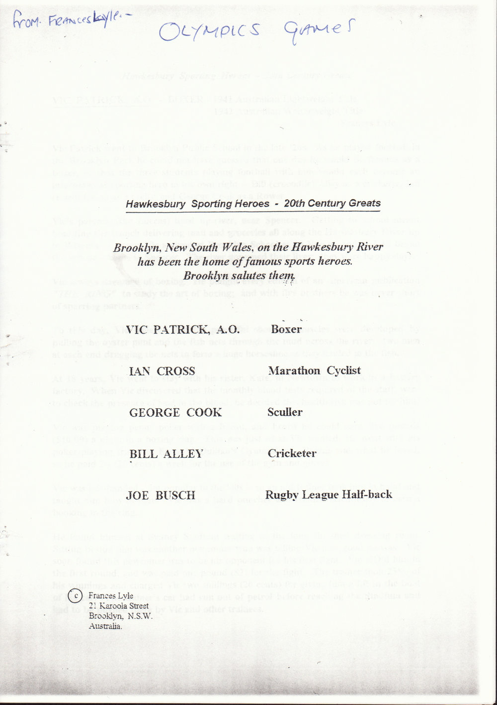 Olympic Games Hornsby Shire