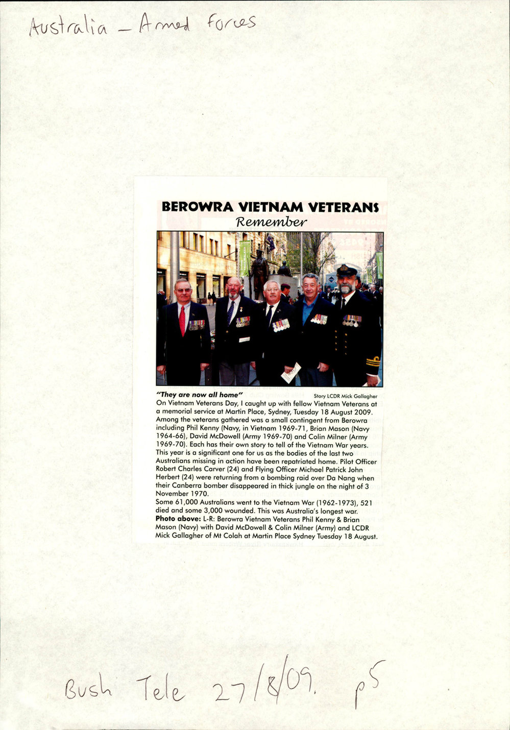 Australia Armed Forces Hornsby Involvement