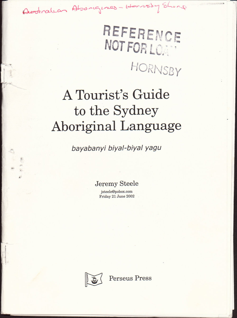 Australian Aborigines Hornsby Shire A Tourists Guide to the Sydney Aboriginal Language