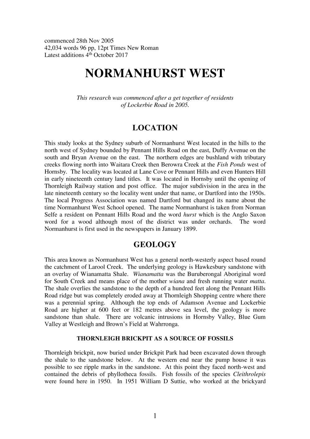 History of Normanhurst West