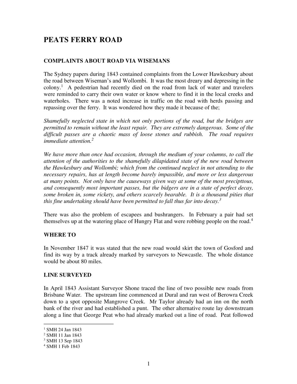 The building of the original Peats Ferry Road