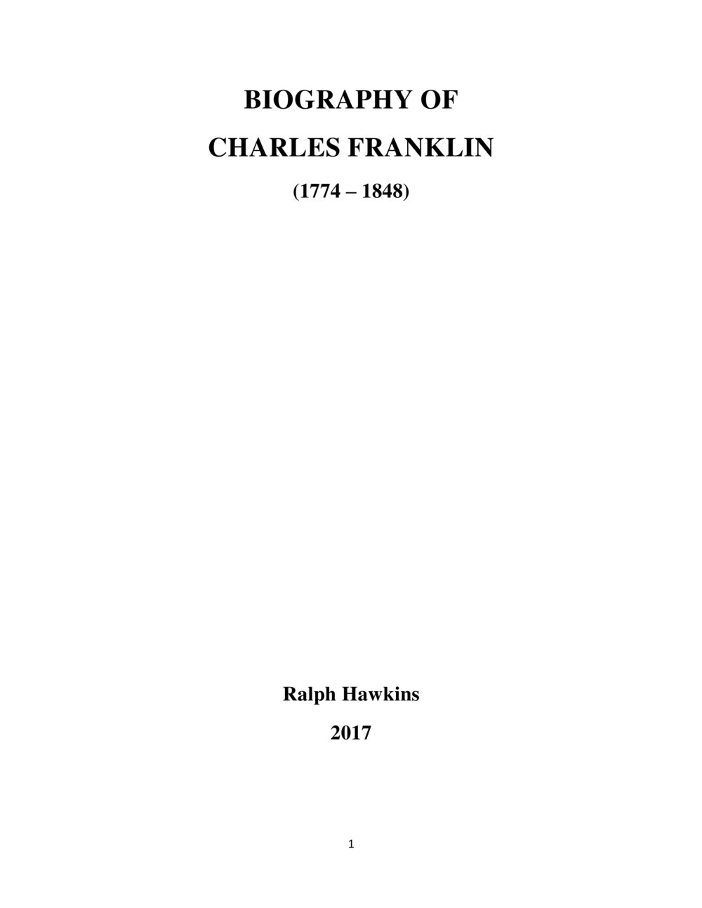 Biography of Charles Franklin (1774 &ndash; 1848)