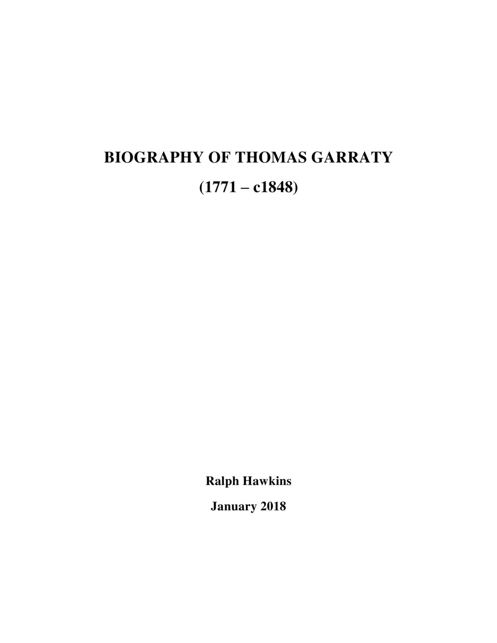 Thomas Garraty- Convict of Cherrybrook