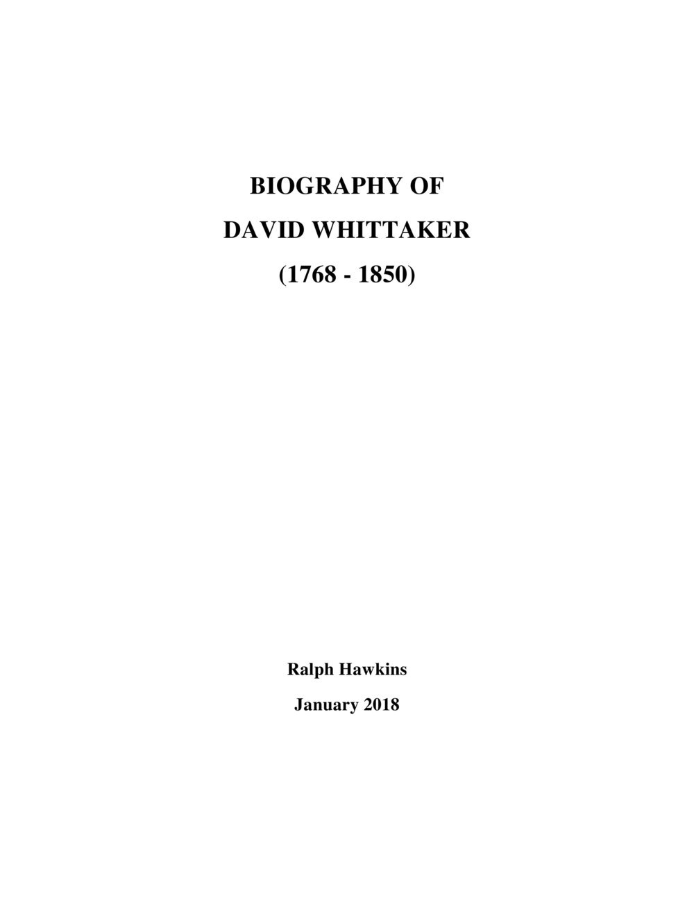 David Whittaker - Convict of Cherrybrook