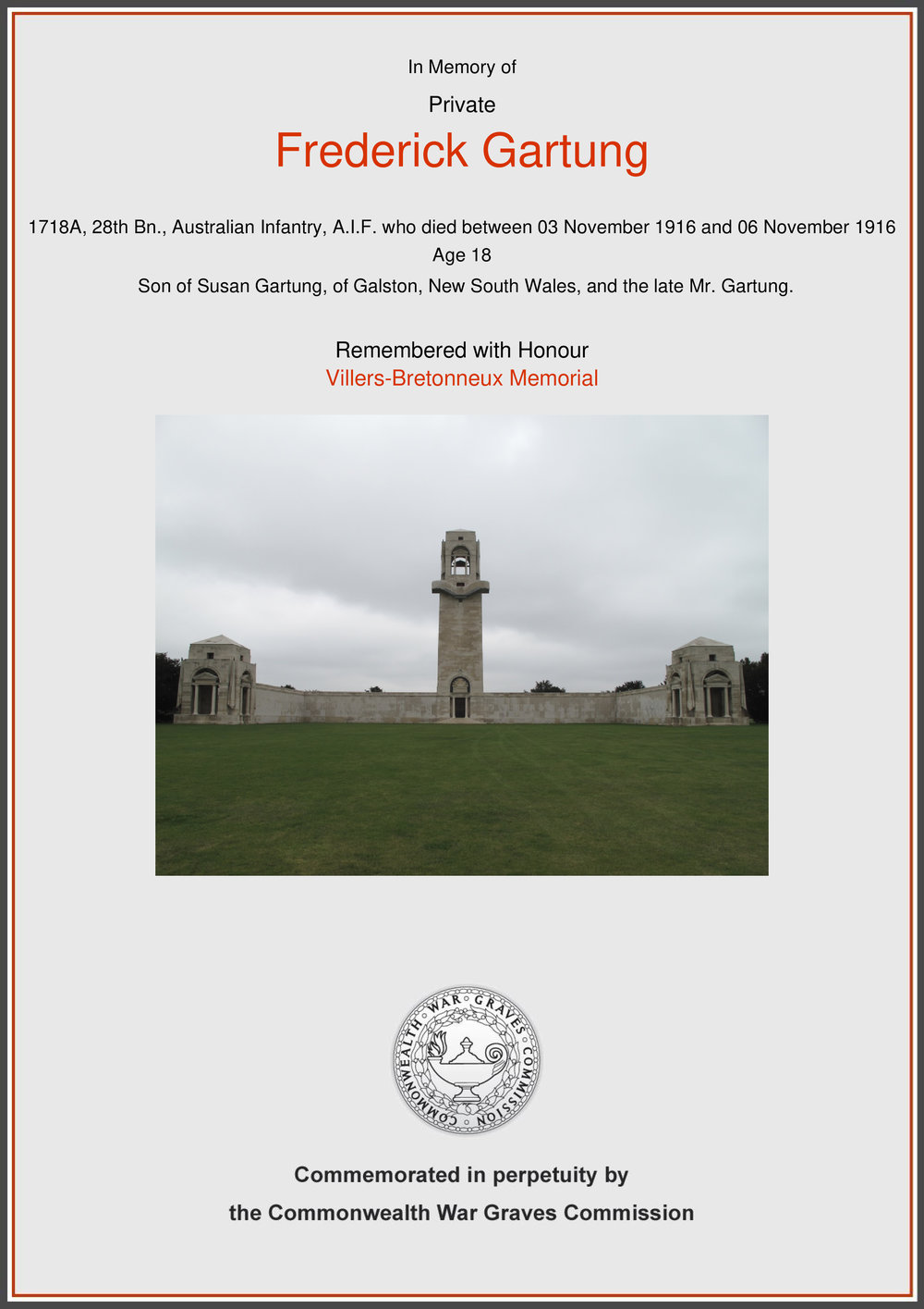 Private Frederick Gartung