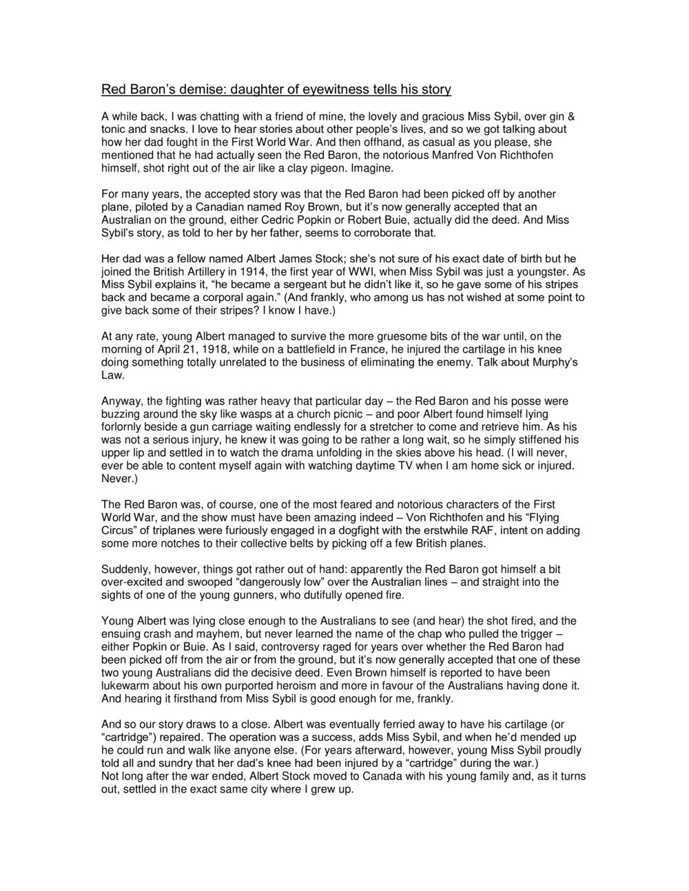 Death of the Red Baron