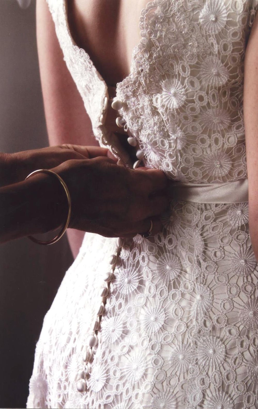 Lace wedding dress created by Heather Payne