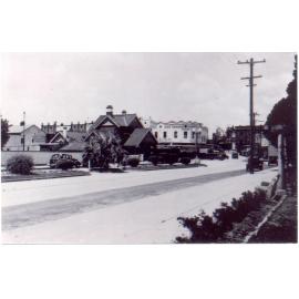 Pacific Highway, Hornsby, looking towards the Post Office from Hornsby Park, c. 1950
