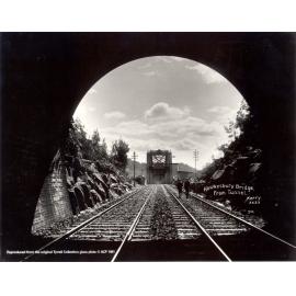 View of the First Hawkesbury River Railway Bridge from the southern tunnel